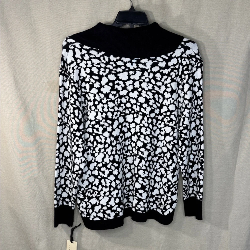 Emaline Sweater Black/White‎ Patterned Turtleneck in Size 1X, 2X, & 3X  NWT